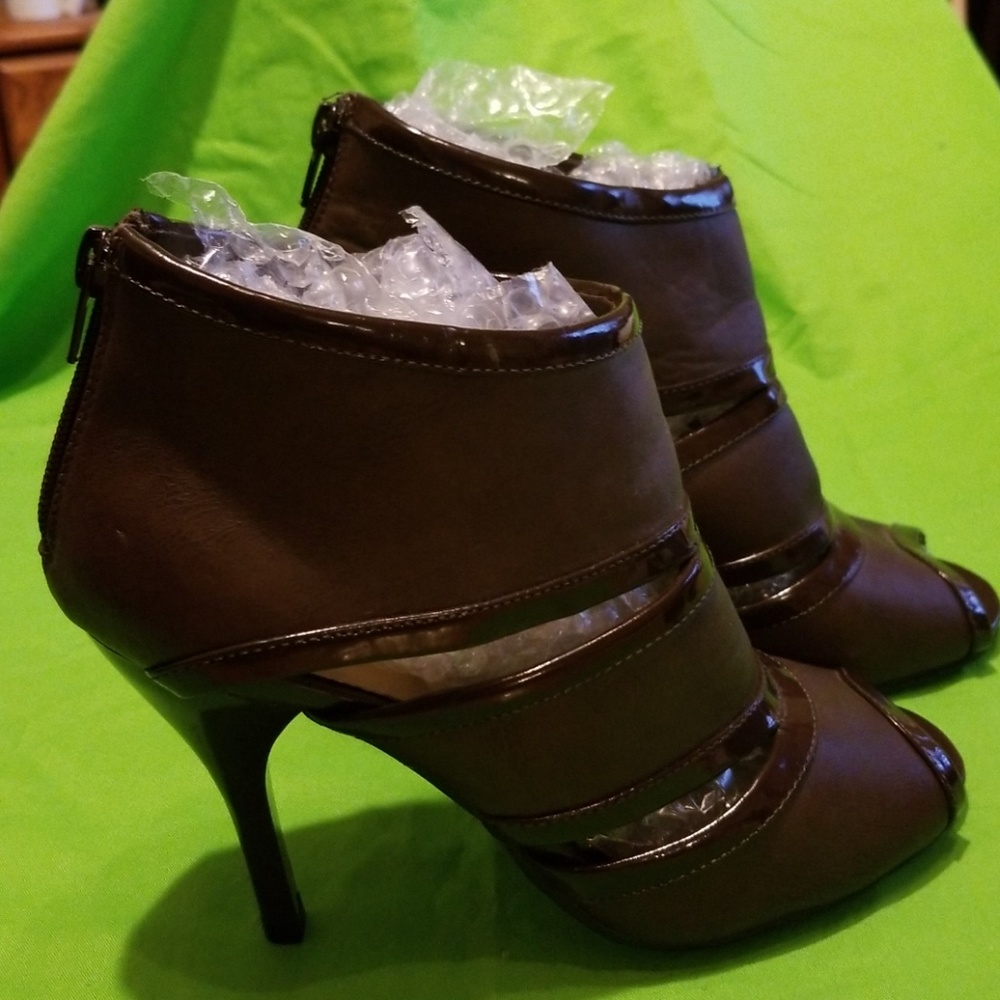 <Qupid> Peep Toe Tuxedo Heeled Booties - Size 8.5 - image 2
